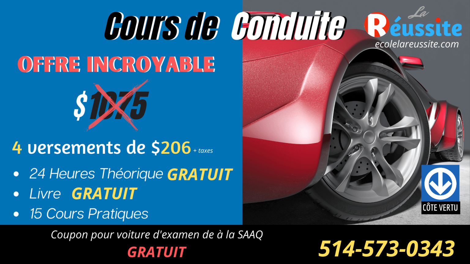 CoursdeconduitepascheraMontreal.EcoledeconduitemeilleurprixaMontreal Ecole de